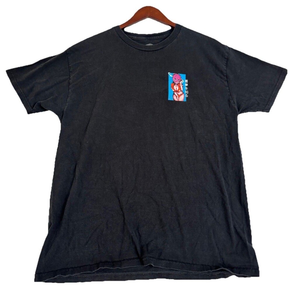 Know Bad Daze Graphic Anime T-Shirt Black Cotton Short Sleeve Size Large
